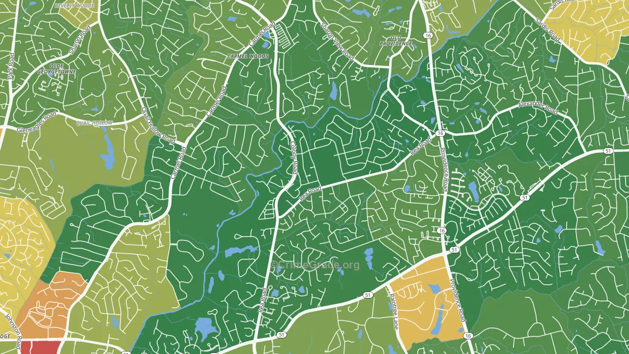 Wessex Square, Charlotte, NC Map of Burglary Rates
