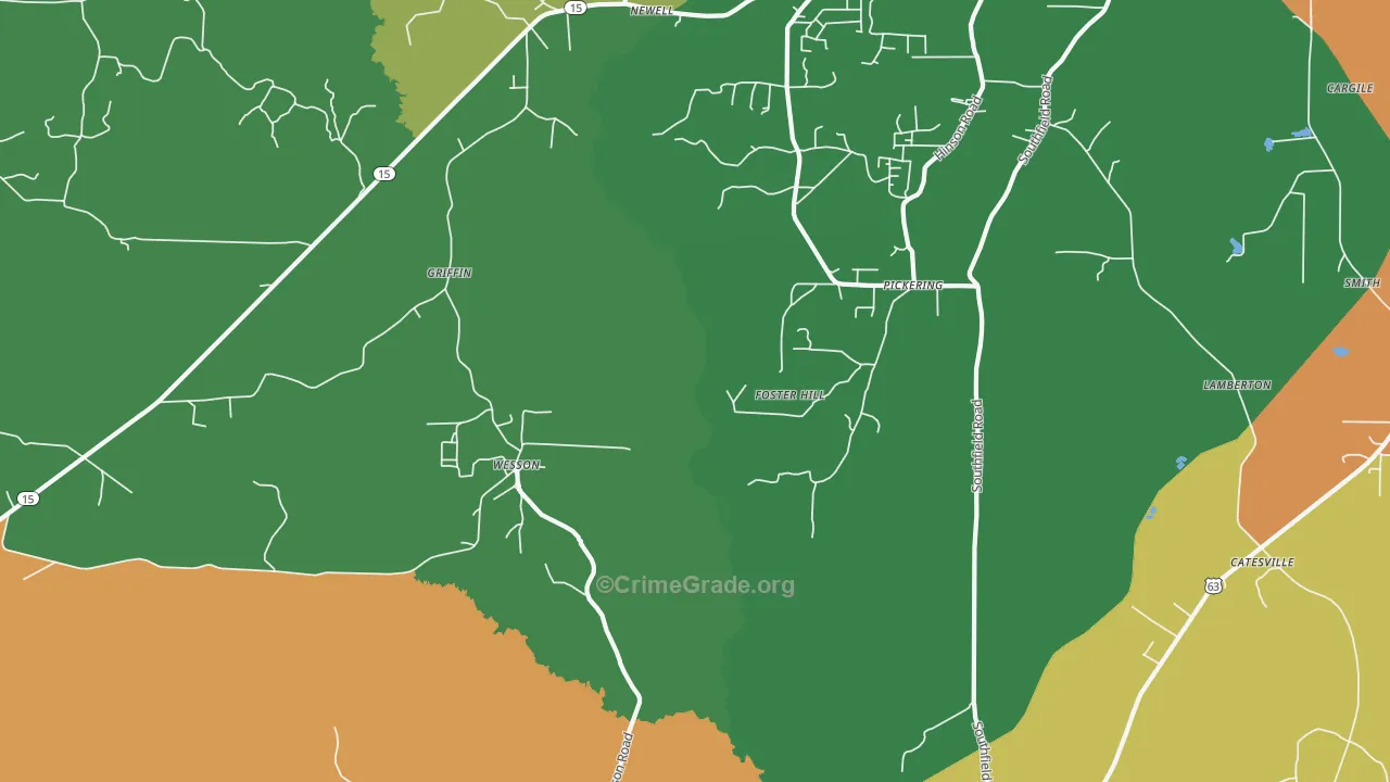Wesson, AR Map of Burglary Rates
