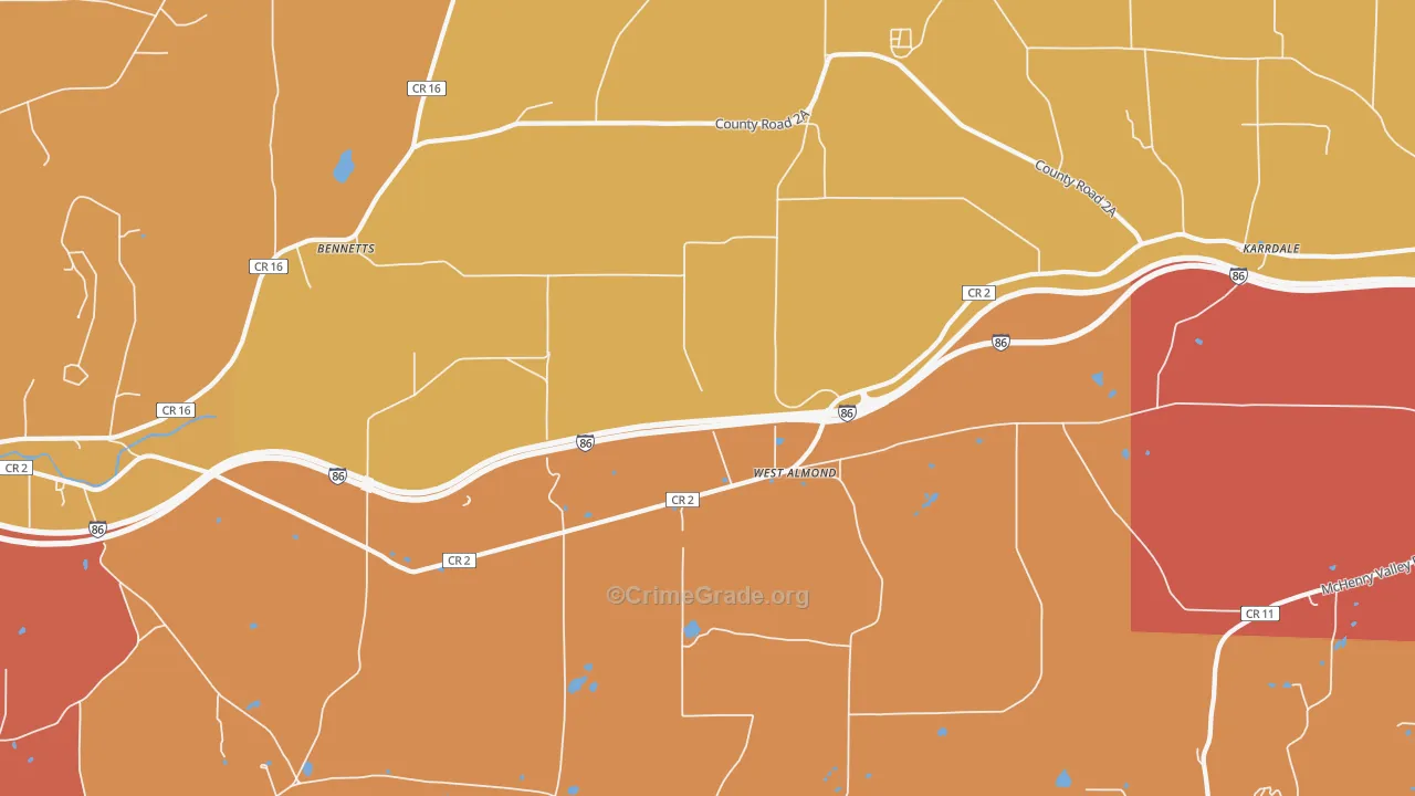 West Almond, NY Map of Burglary Rates