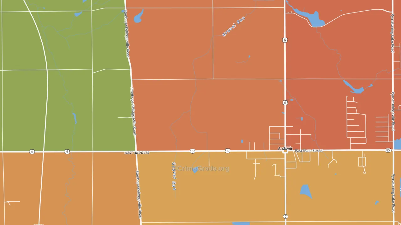 West Andover, OH Map of Burglary Rates
