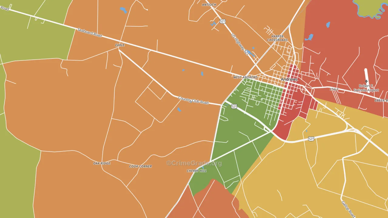 West Andrews, SC Map of Burglary Rates