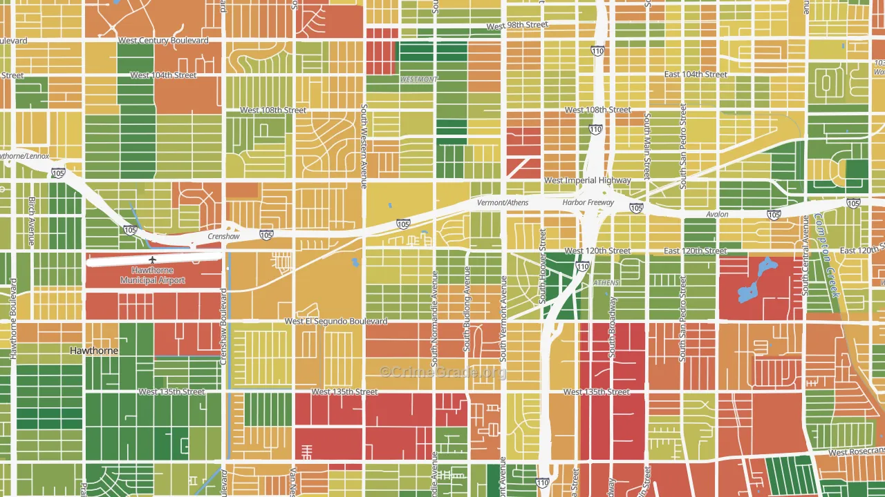 West Athens, CA Map of Burglary Rates
