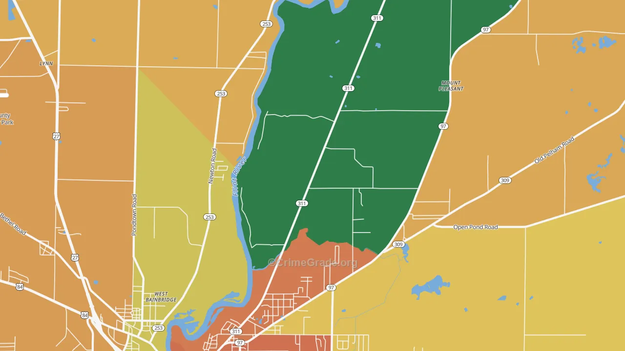 West Bainbridge, GA Map of Burglary Rates