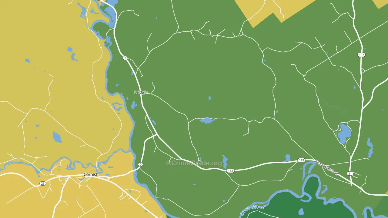 West Baldwin, ME Map of Burglary Rates
