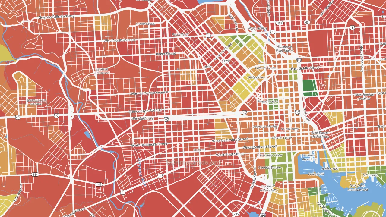 West Baltimore, Baltimore, MD Map of Burglary Rates