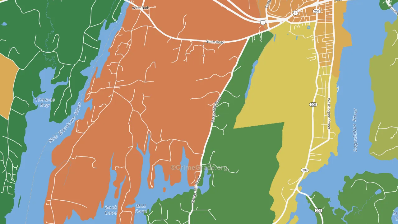 West Bath, ME Map of Burglary Rates