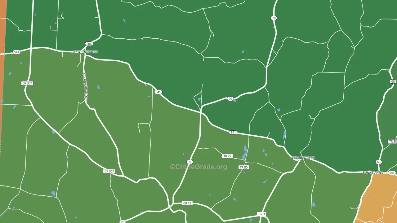 West Bedford, OH Map of Burglary Rates