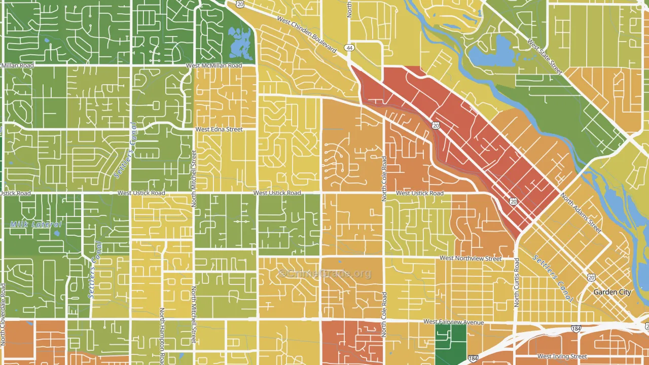 West Bench, Boise, ID Map of Burglary Rates