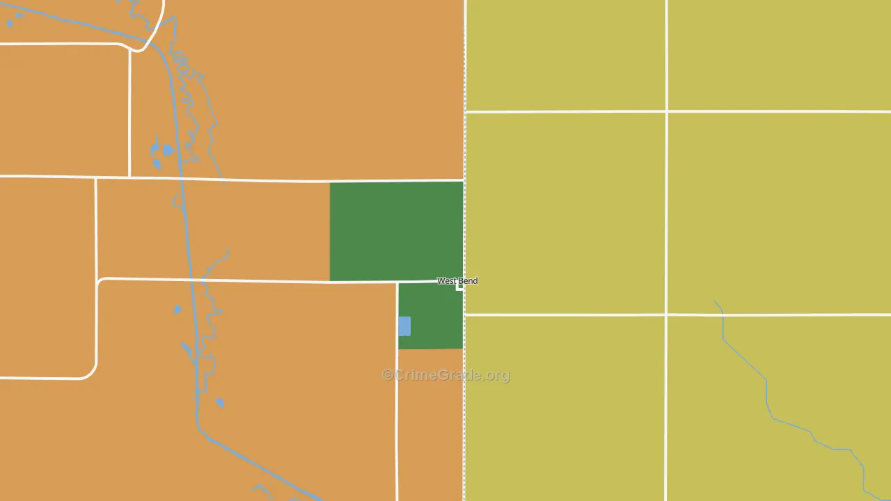 West Bend, IA Map of Burglary Rates