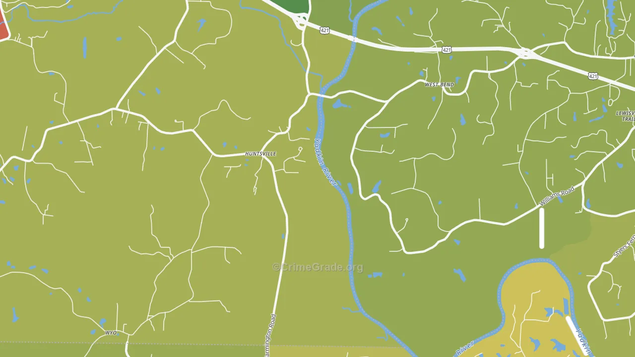 West Bend, NC Map of Burglary Rates