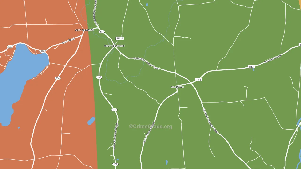 West Berkshire, VT Map of Burglary Rates