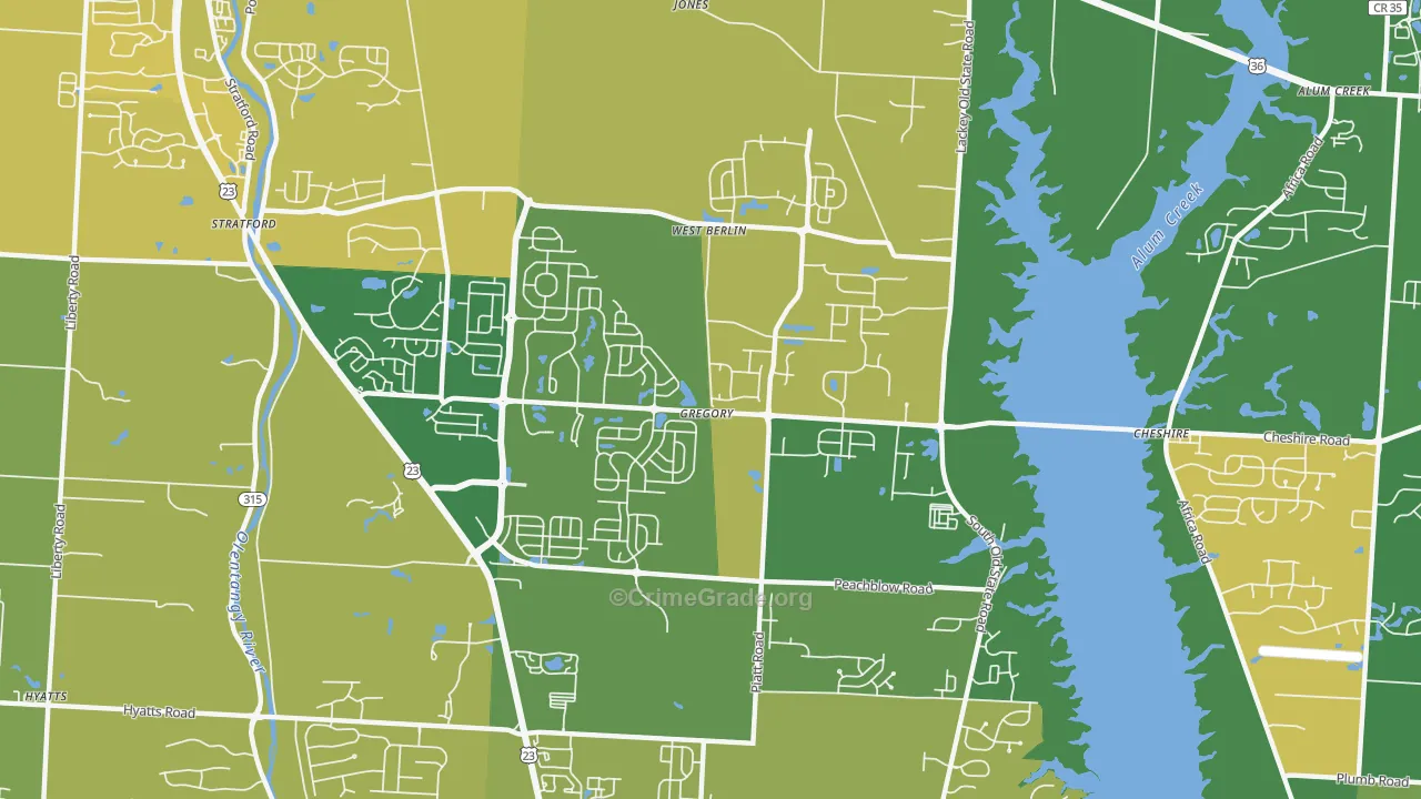 West Berlin, OH Map of Burglary Rates