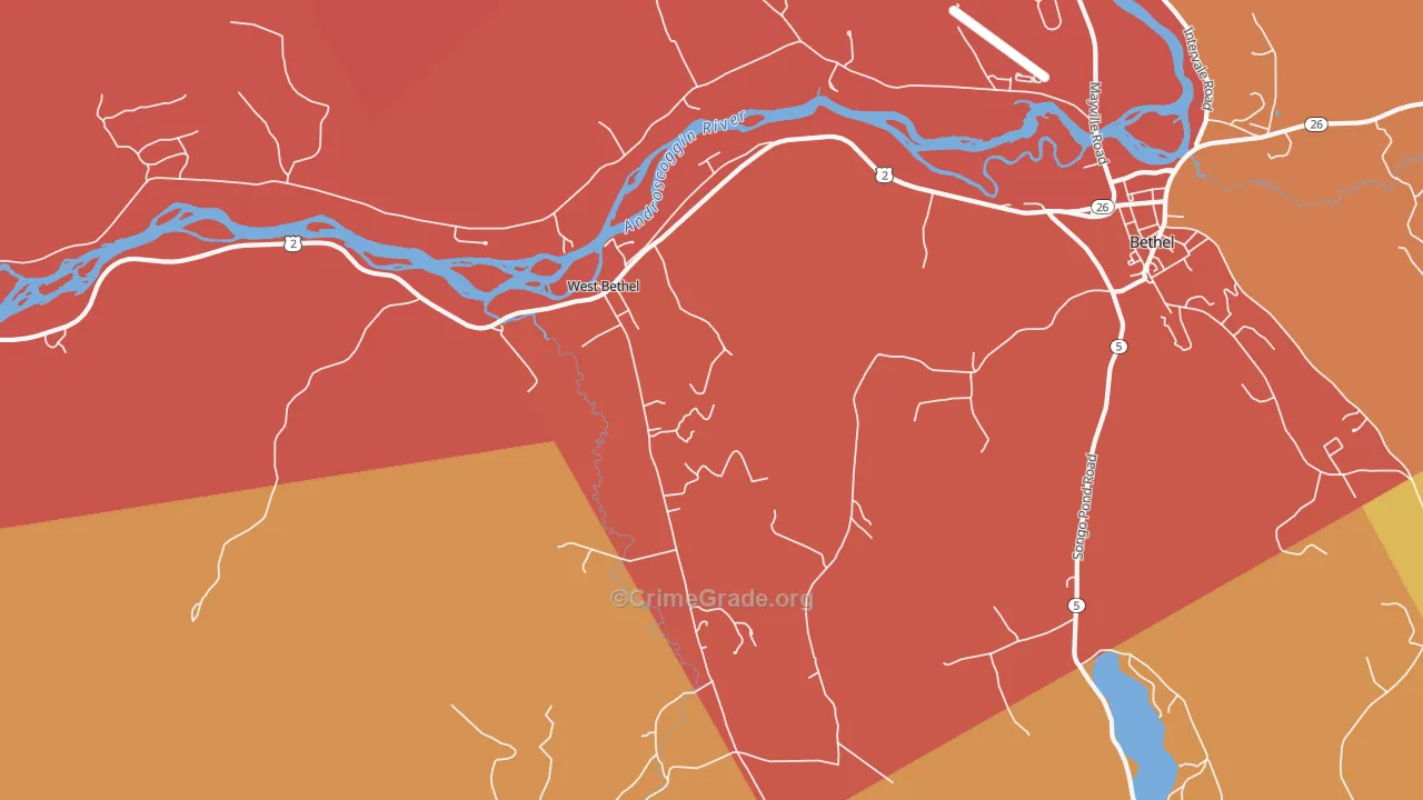 West Bethel, ME Map of Burglary Rates