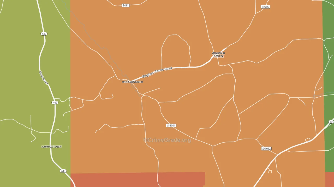 West Bingham, PA Map of Burglary Rates