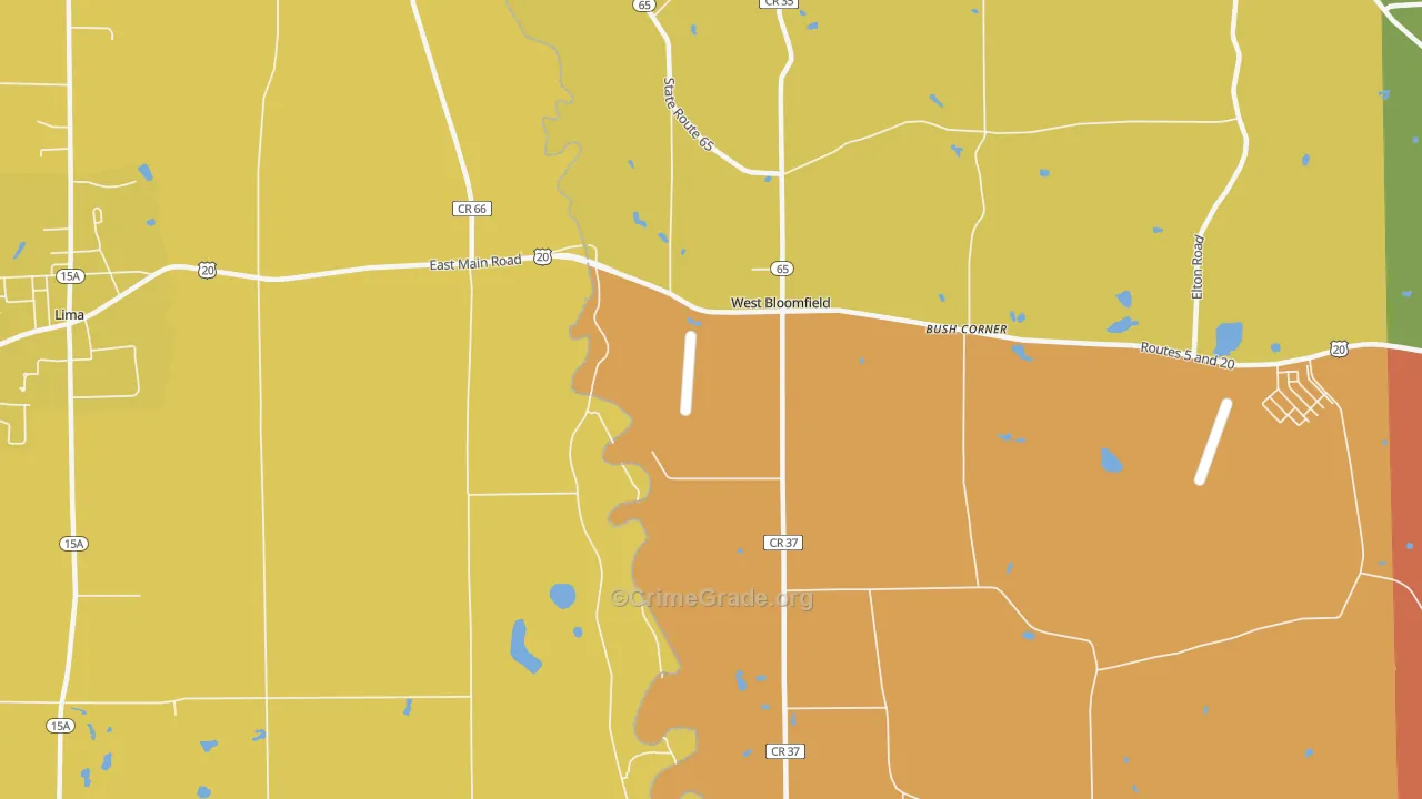 West Bloomfield, NY Map of Burglary Rates