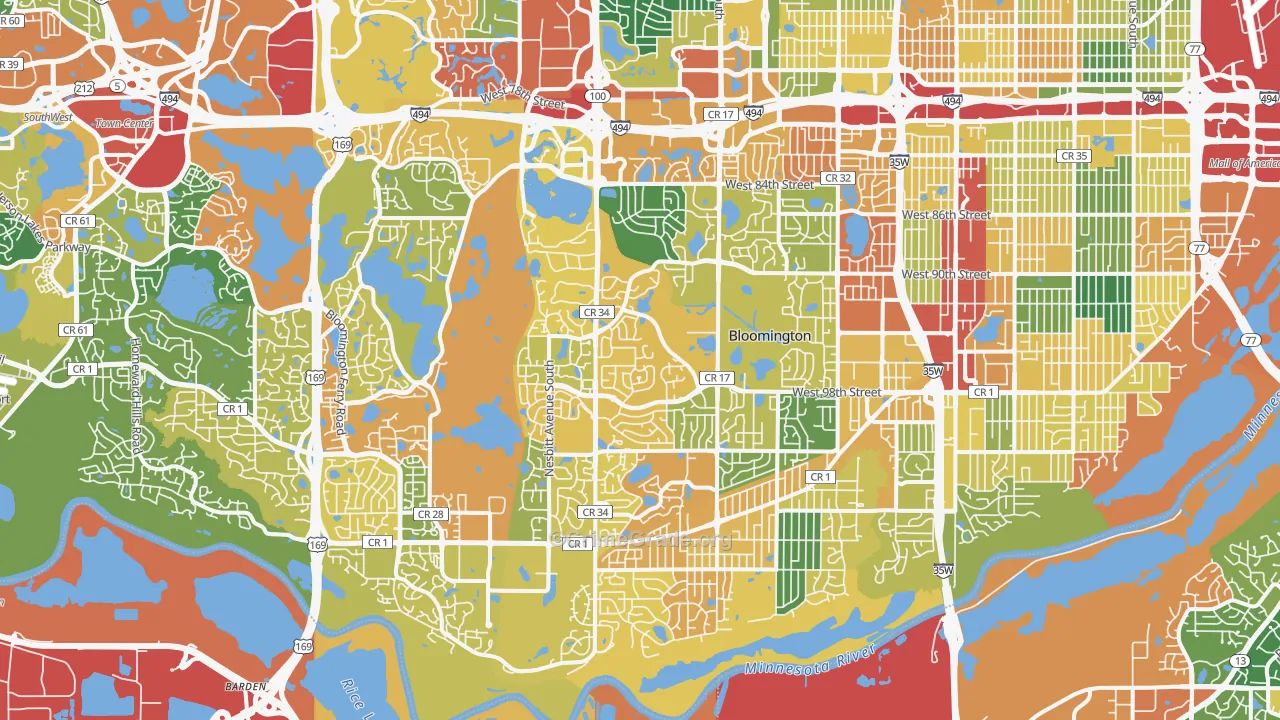 West Bloomington, Bloomington, MN Map of Burglary Rates