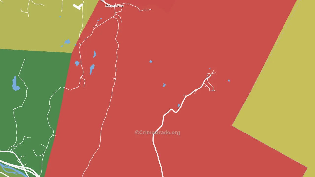 West Bolton, VT Map of Burglary Rates