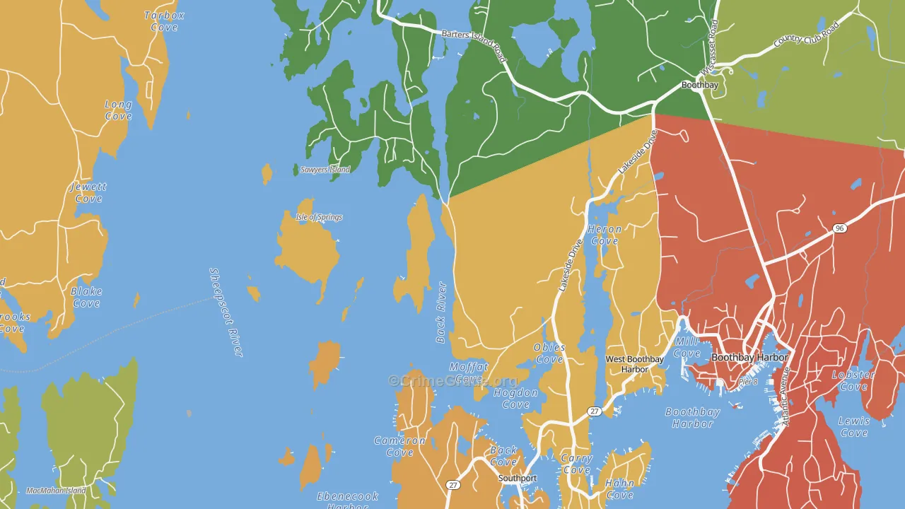 West Boothbay Harbor, ME Map of Burglary Rates