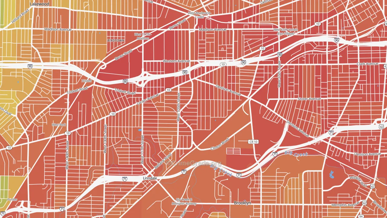 West Boulevard, Cleveland, OH Map of Burglary Rates