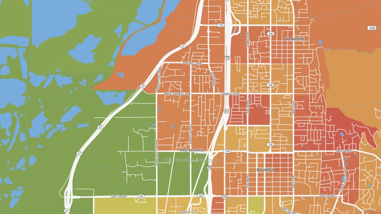 West Bountiful, UT Map of Burglary Rates