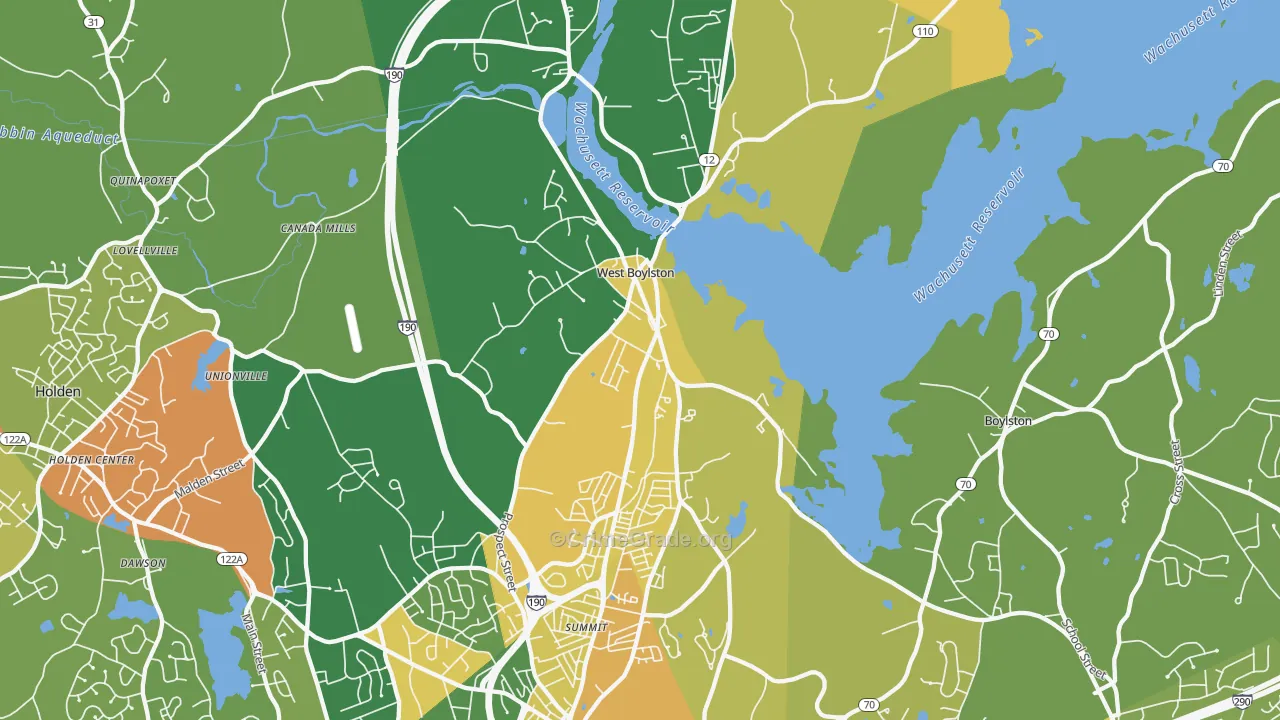 West Boylston, MA Map of Burglary Rates