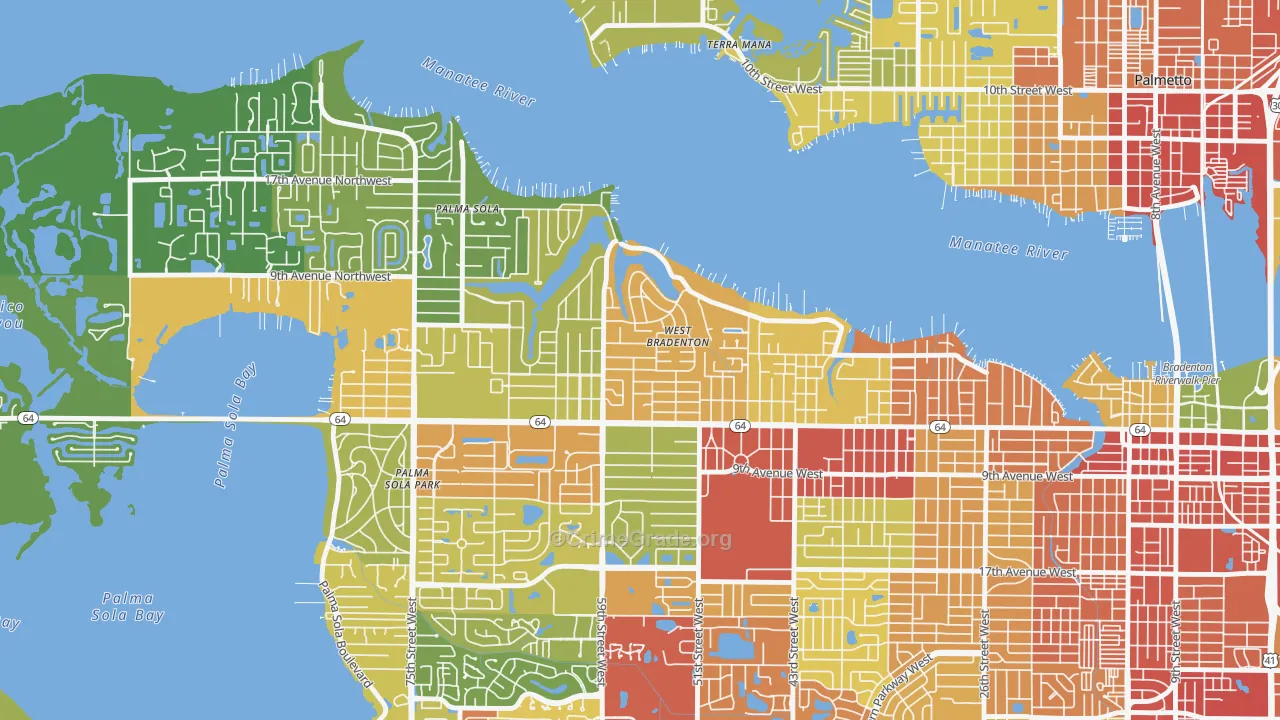 West Bradenton, FL Map of Burglary Rates