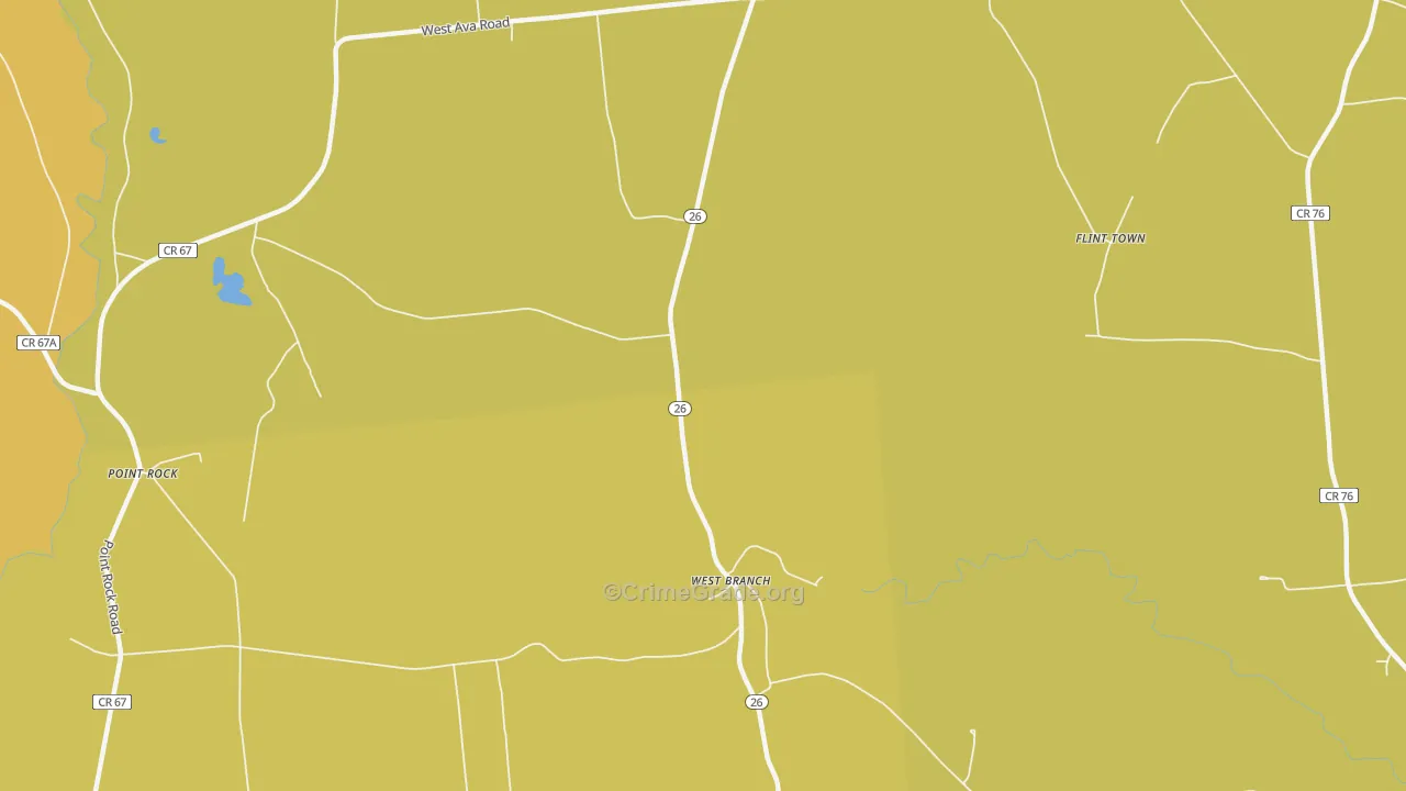 West Branch, NY Map of Burglary Rates