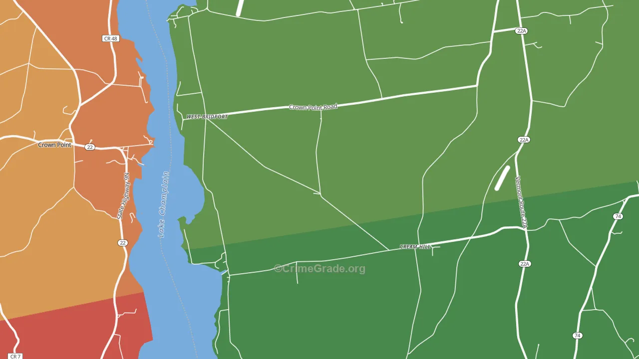 West Bridport, VT Map of Burglary Rates