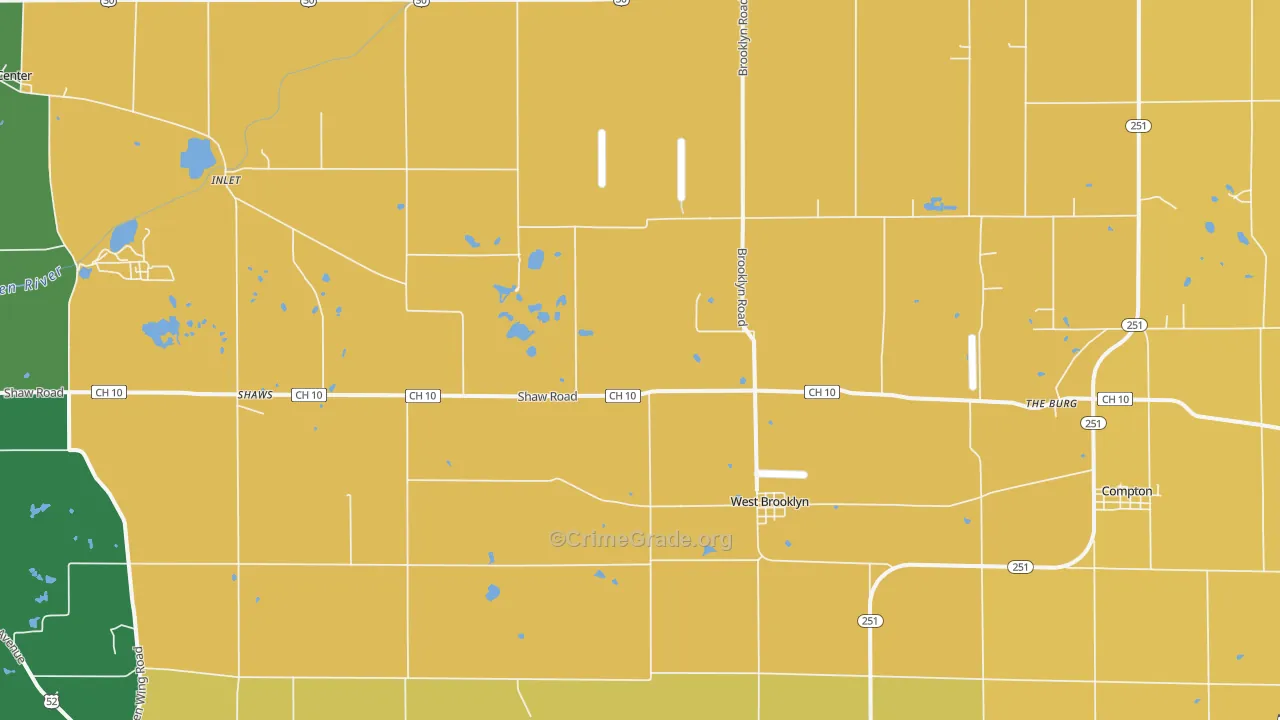 West Brooklyn, IL Map of Burglary Rates