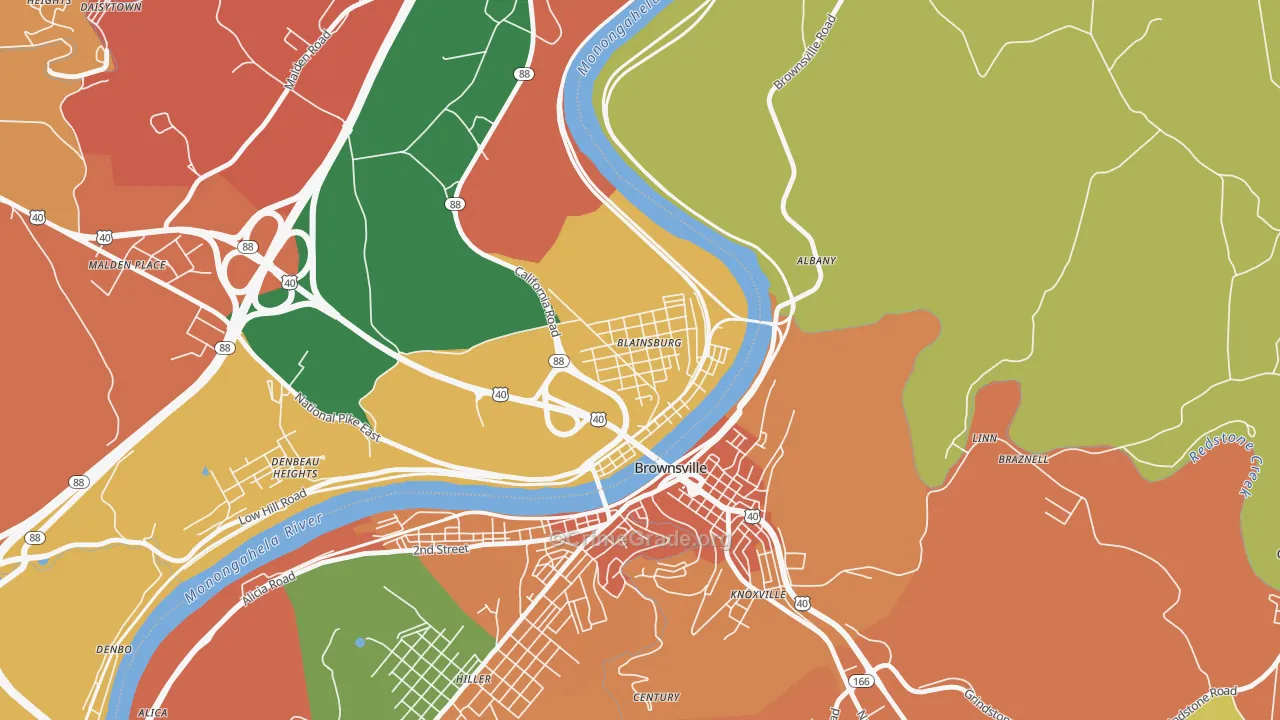 West Brownsville, PA Map of Burglary Rates