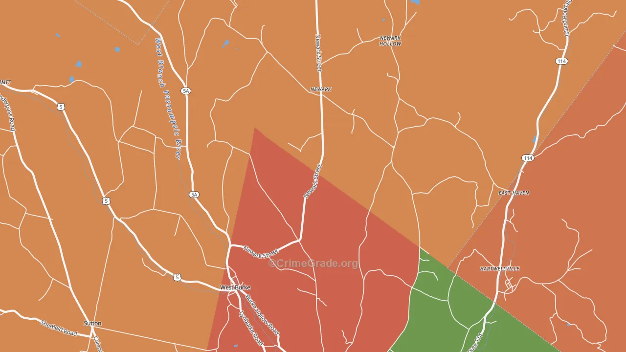 West Burke, VT Map of Burglary Rates