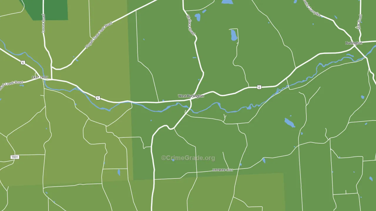 West Burlington, PA Map of Burglary Rates