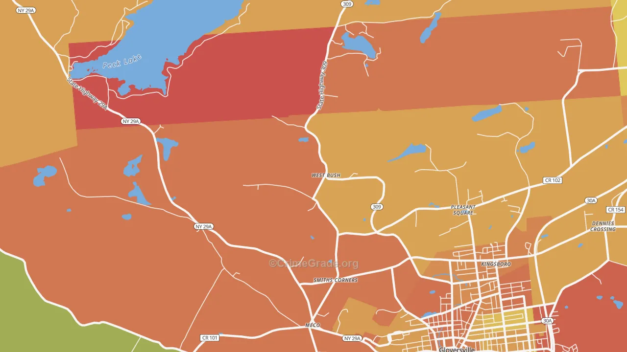 West Bush, NY Map of Burglary Rates