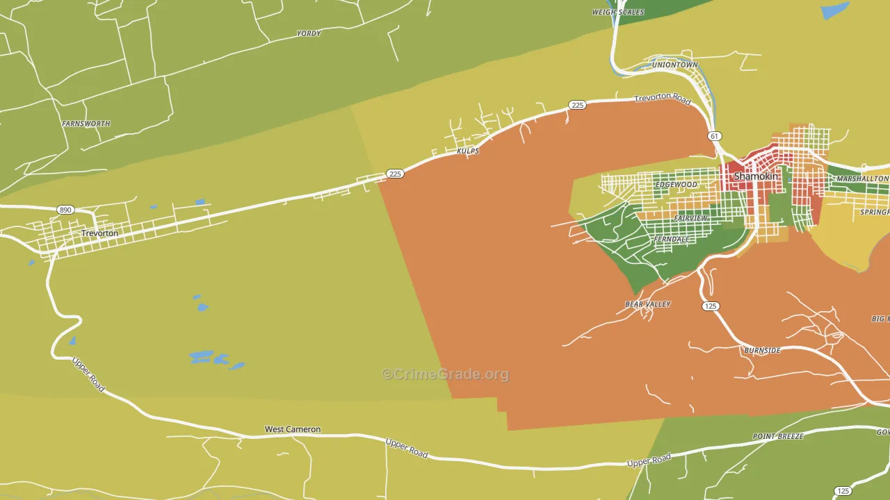 West Cameron, PA Map of Burglary Rates