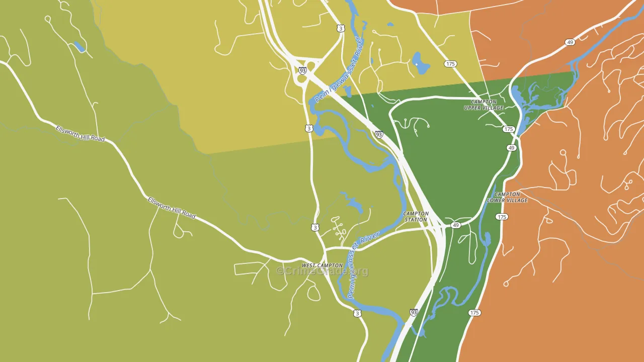 West Campton, NH Map of Burglary Rates