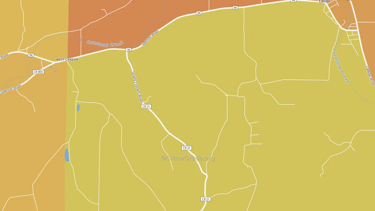 West Candor, NY Map of Burglary Rates
