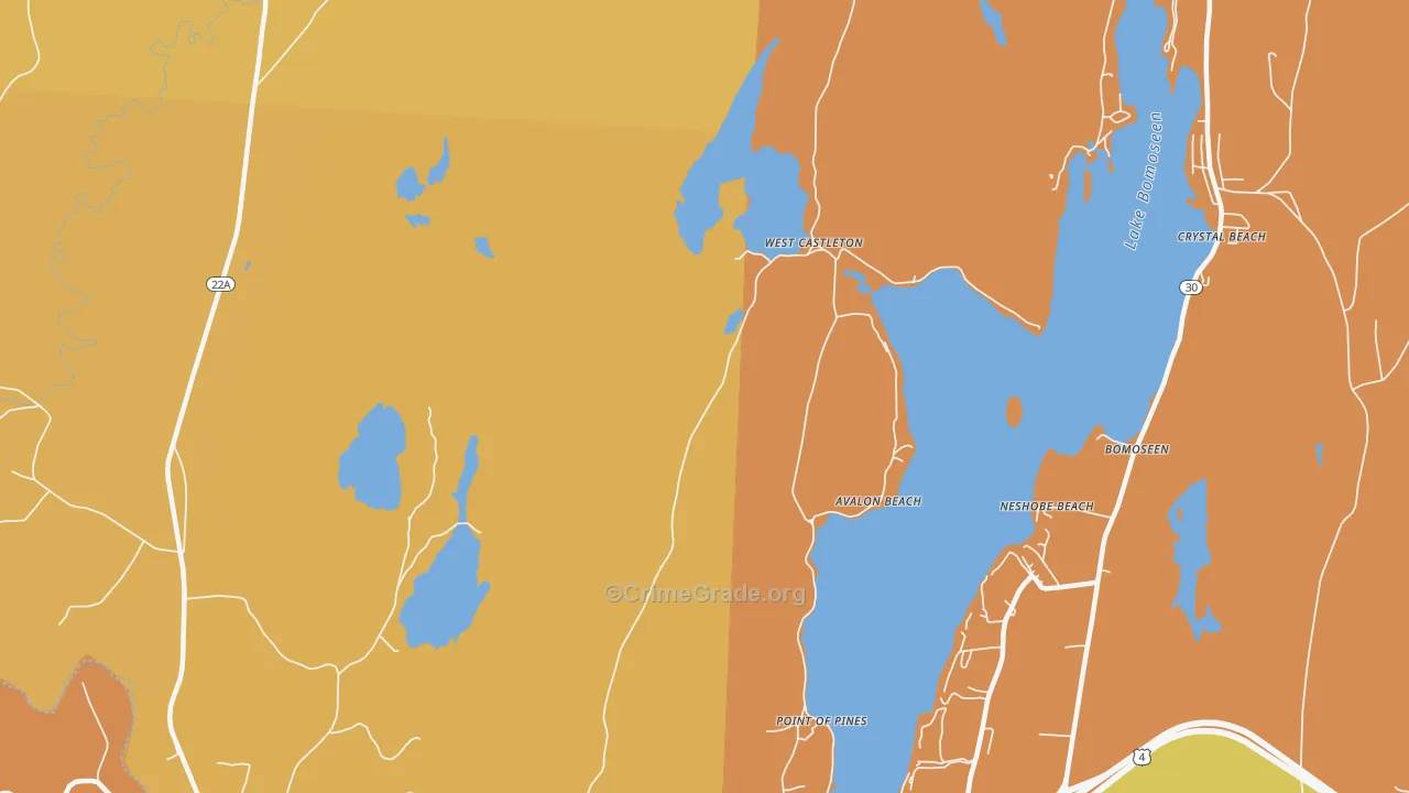 West Castleton, VT Map of Burglary Rates