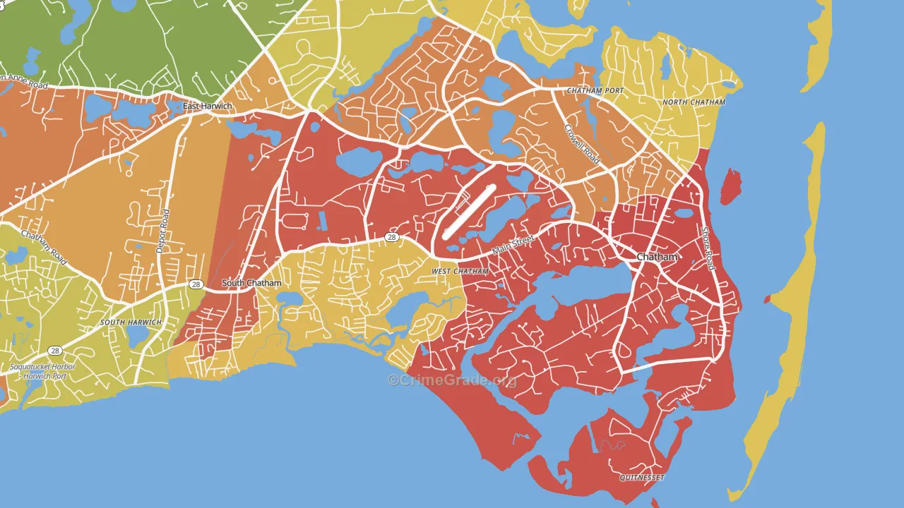 West Chatham, MA Map of Burglary Rates