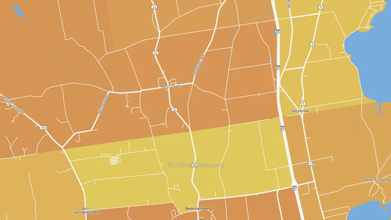 West Chazy, NY Map of Burglary Rates