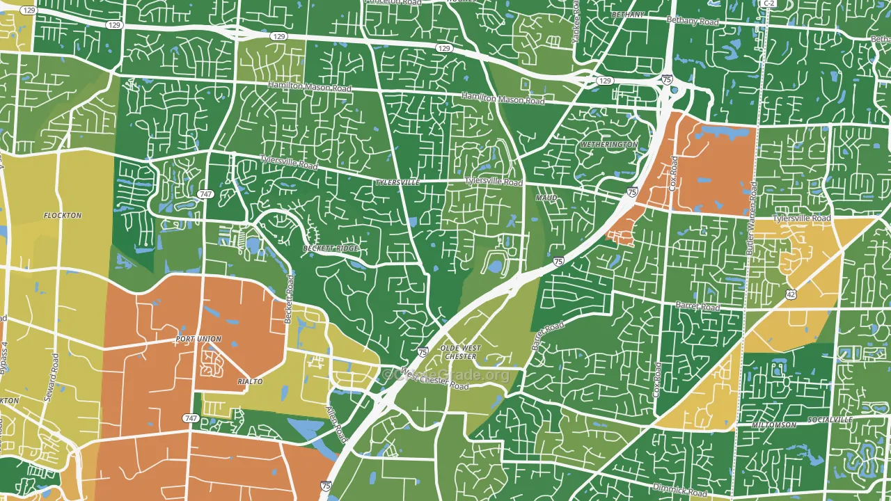 West Chester, OH Map of Burglary Rates