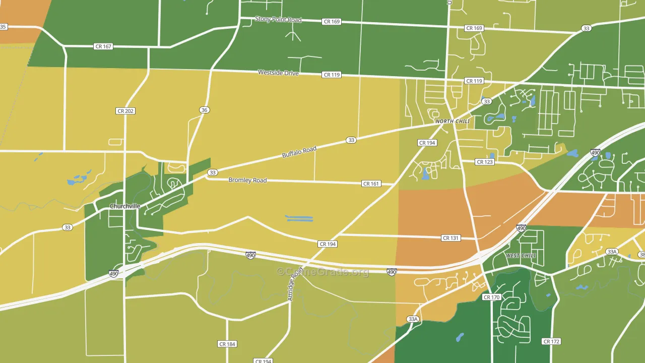 West Chili, NY Map of Burglary Rates