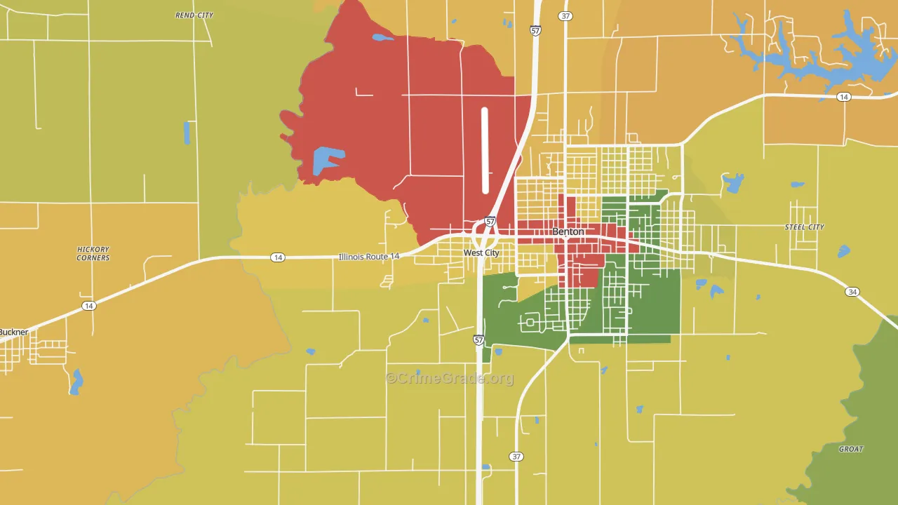 West City, IL Map of Burglary Rates