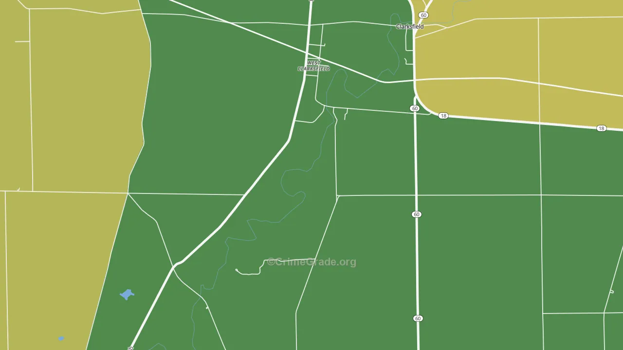 West Clarksfield, OH Map of Burglary Rates