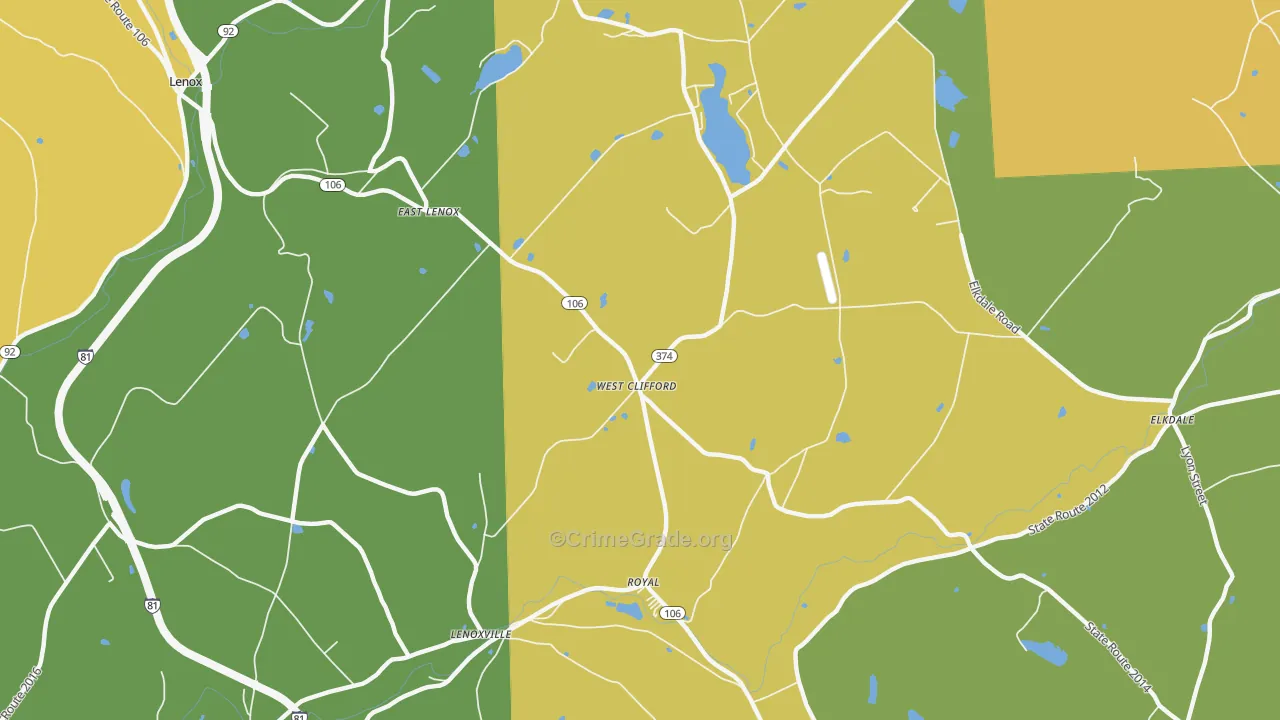 West Clifford, PA Map of Burglary Rates
