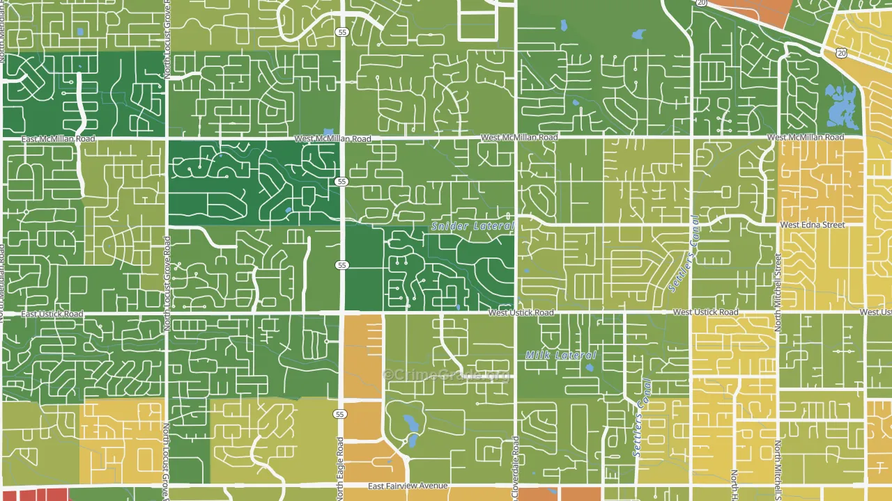 West Cloverdale, Boise, ID Map of Burglary Rates
