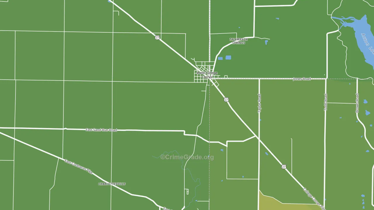 West College Corner, IN Map of Burglary Rates