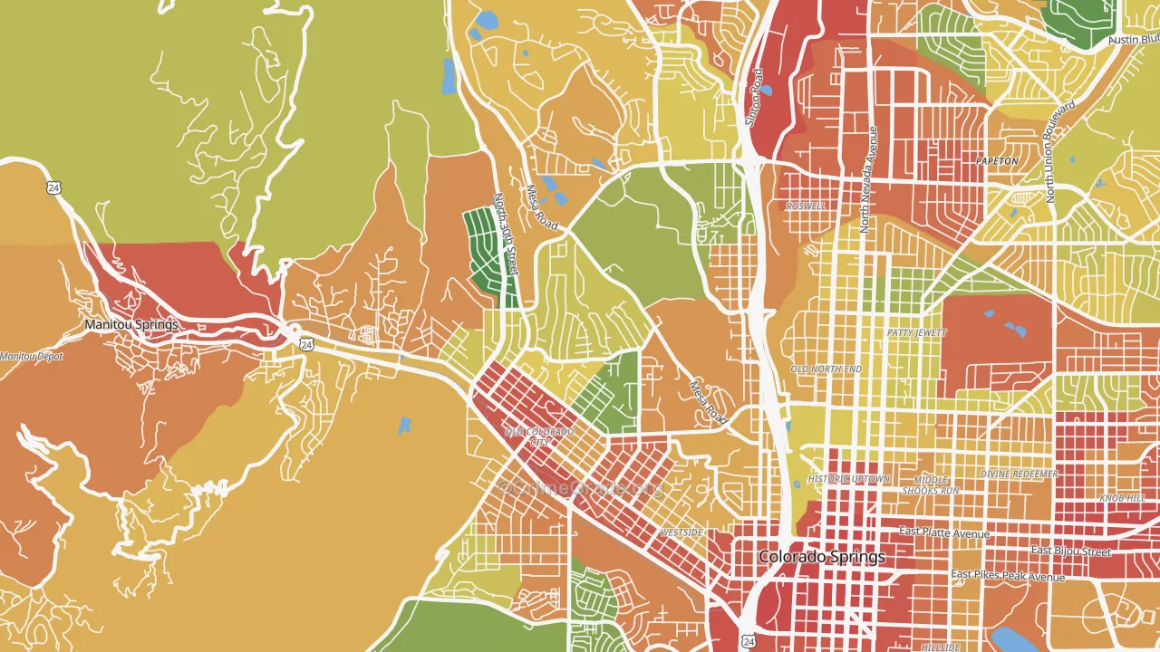 West Colorado Springs, Colorado Springs, CO Map of Burglary Rates