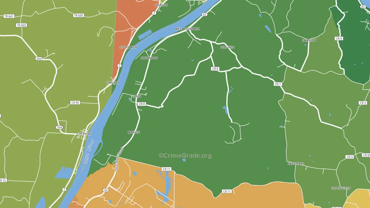 West Columbia, WV Map of Burglary Rates