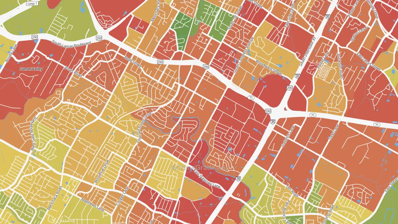 West Congress, Austin, TX Map of Burglary Rates