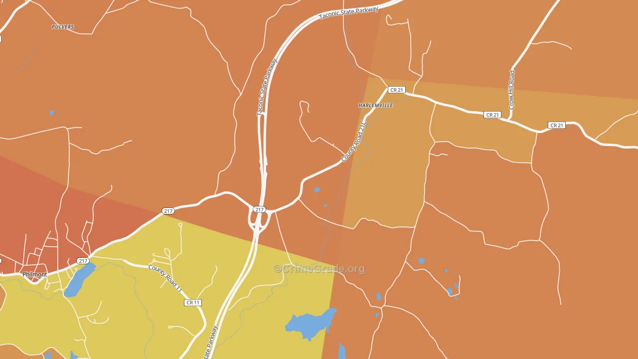 West Copake, NY Map of Burglary Rates